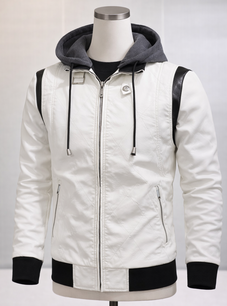 Hybrid Leather Splice Winter Hoodie